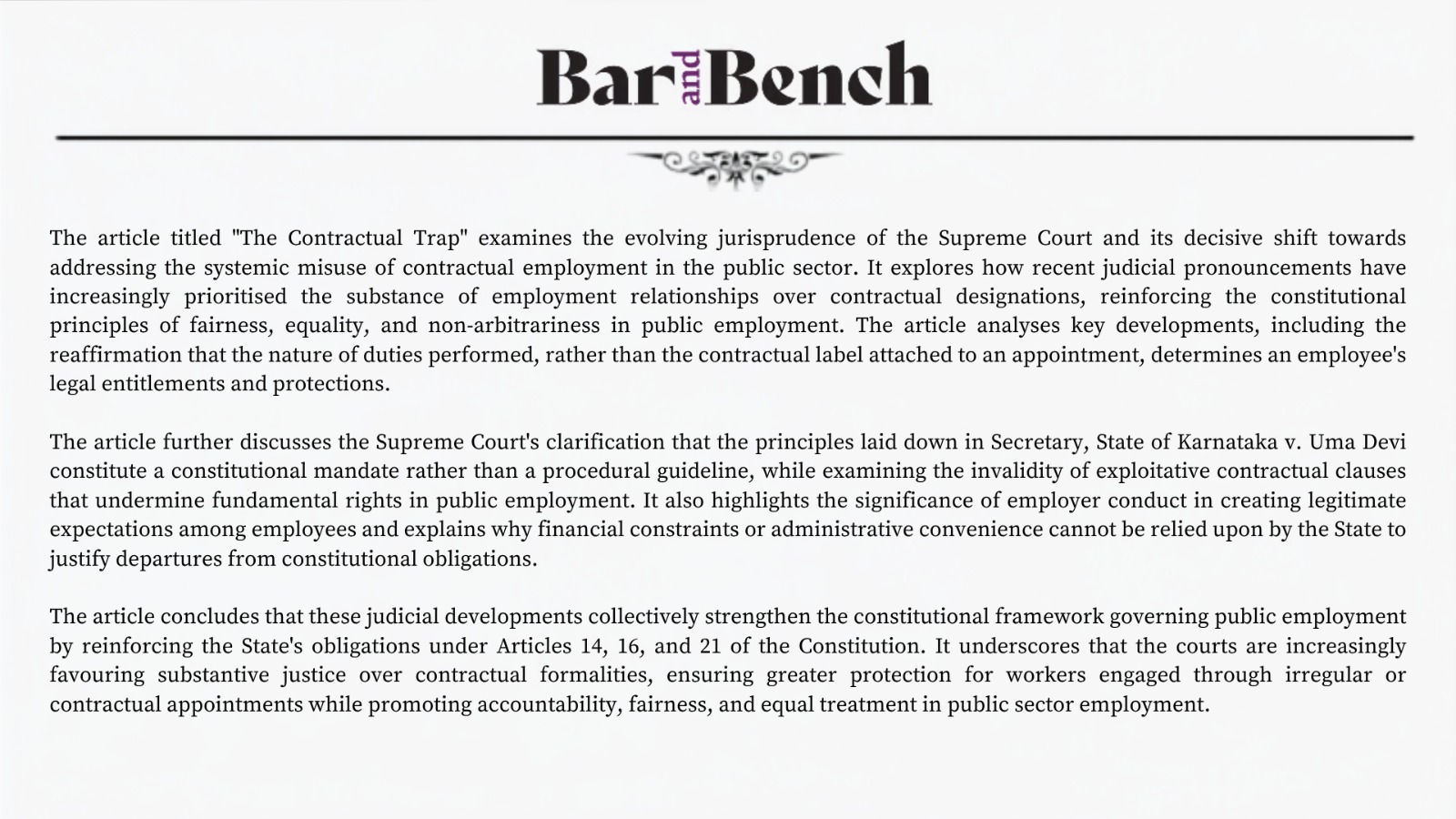 the contractual trap - bar and bench