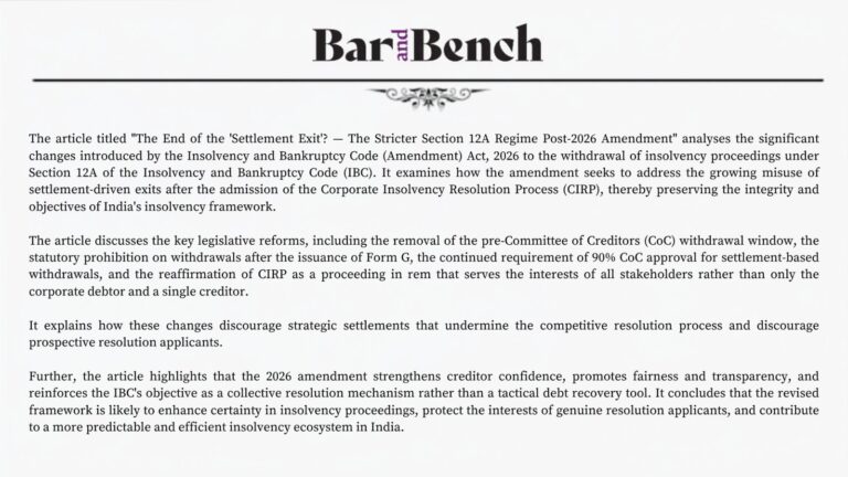 The End of Settlement Exit The stricter Section 12A regime post-2026 amendment