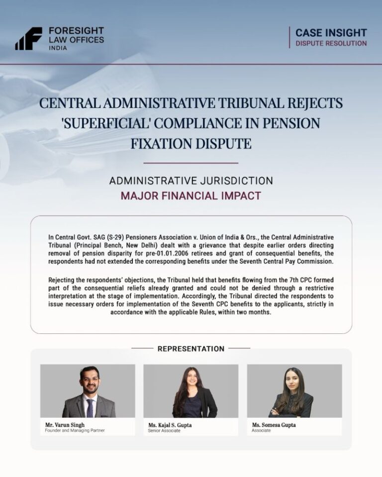 Central Administrative Tribunal Rejects ‘Superficial’ Compliance in Pension Fixation Dispute