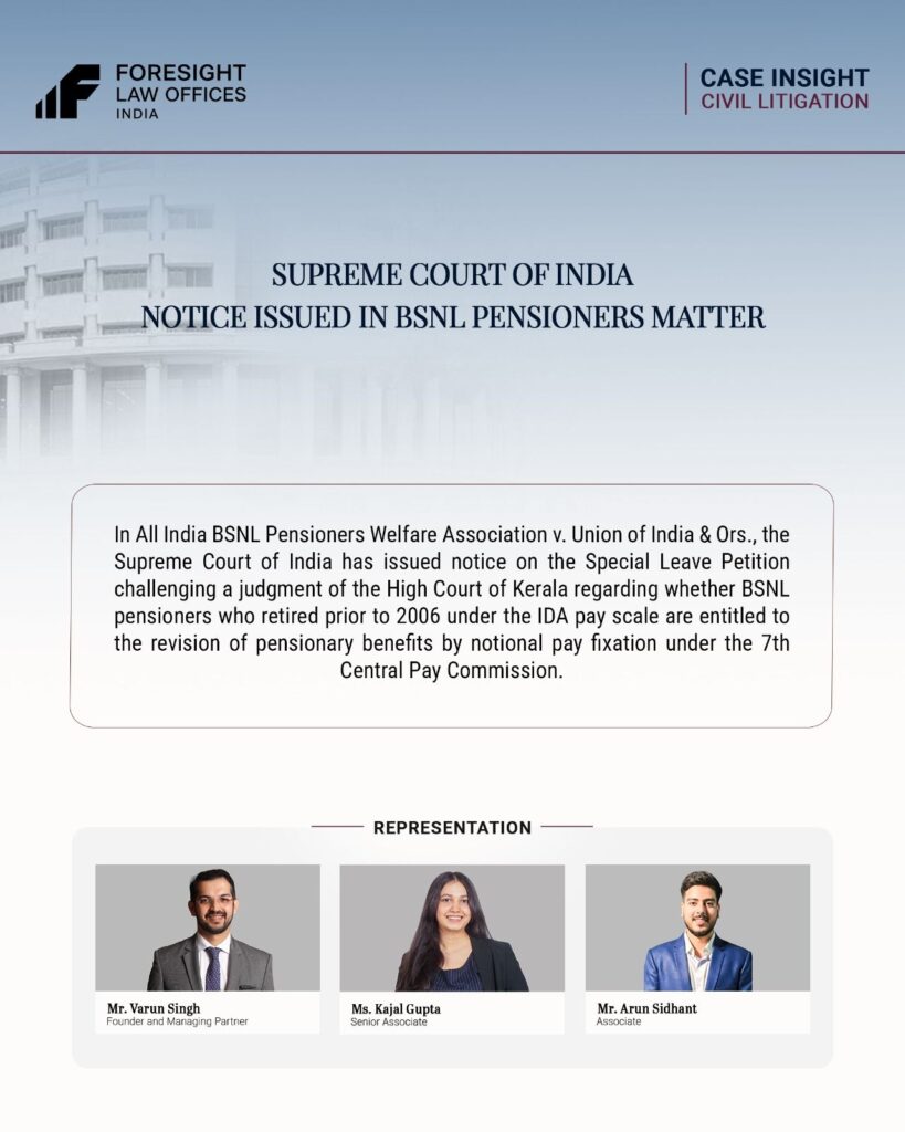 Supreme Court Issues Notice in BSNL Pensioners Matter